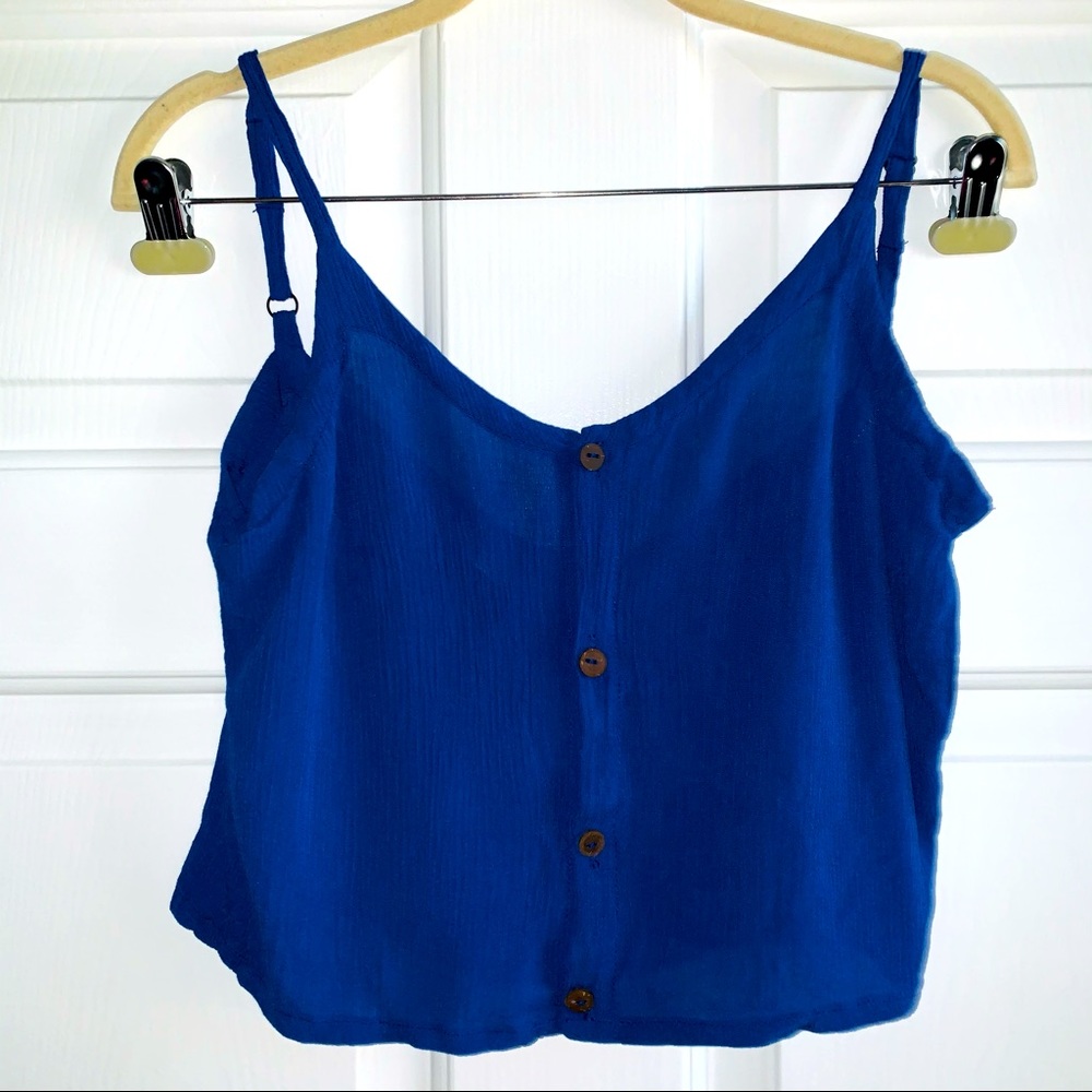 💣 Cobalt Cropped Button Up Tank Cami from Bali Sz XS
